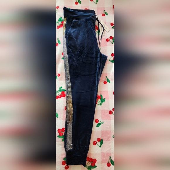 Juicy Couture Regal Blue Velour Bling Tracksuit Jogger Pants Size Large - Picture 7 of 8